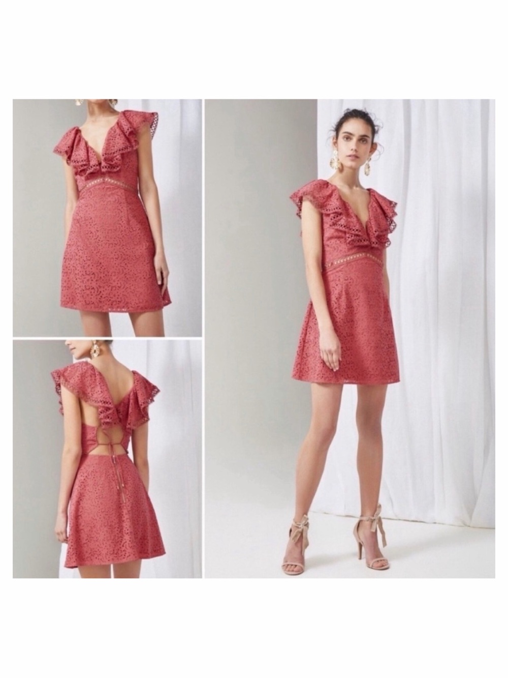 Keepsake the Label Dress Unraveled Ruffle Eyelet A-line Casual Dress Size XS